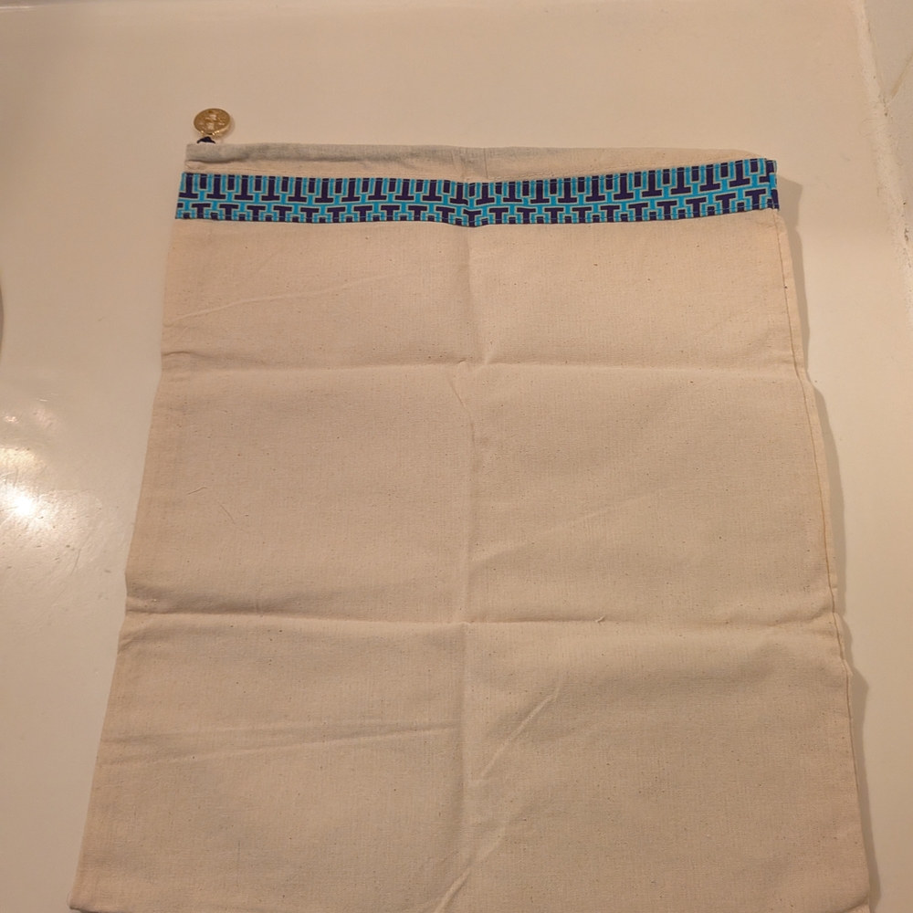 Tory Burch Cream and Blue Shoe Dust Bag